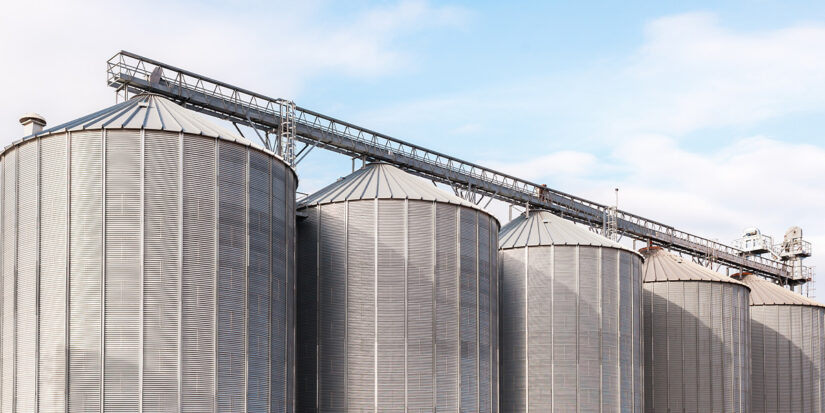 three grain bins