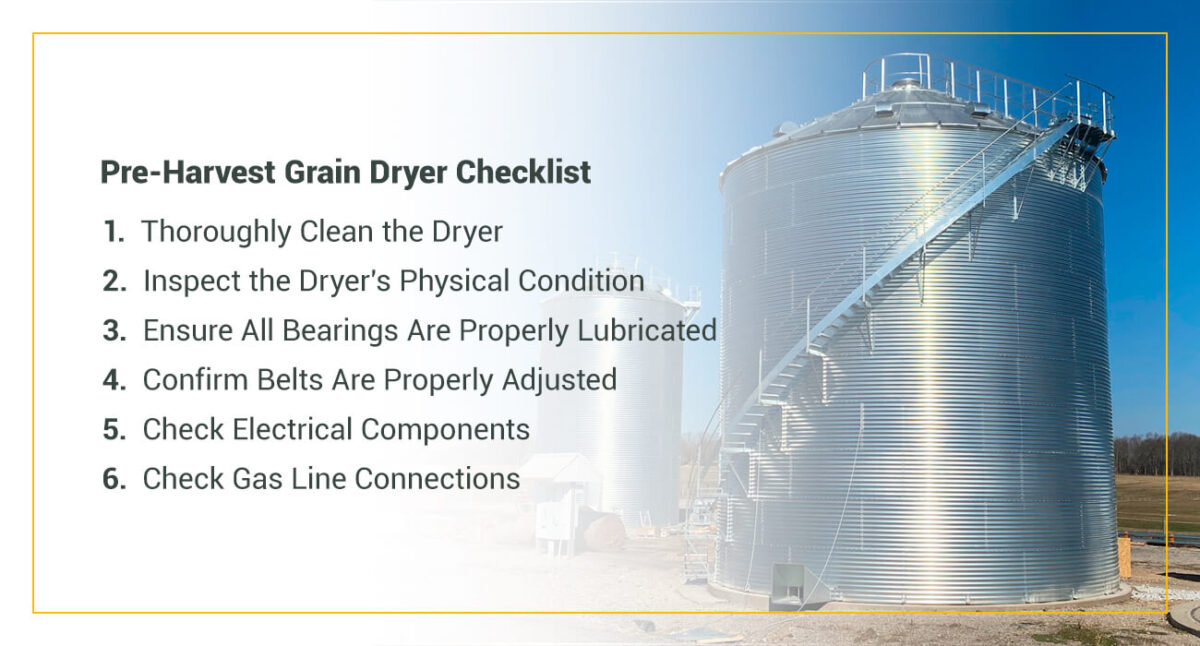 Pre harvest grain dryer checklist