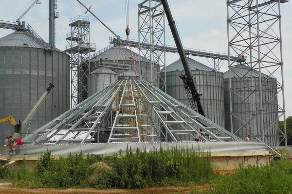 90 Diameter Grain Bin Roof Structure - Under Construction - Nagel Farm Service - Wye Mills, MD 01