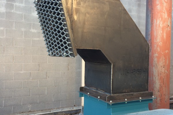 industrial metal vent with teal base