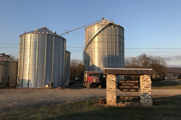 grain bins on Noll-Spangler National Historic Farm